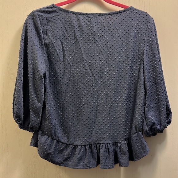 W5 Blue Textured Dotted Peplum 3/4 Sleeve Blouse. Size small. New with tags.Blue - Picture 3 of 3
